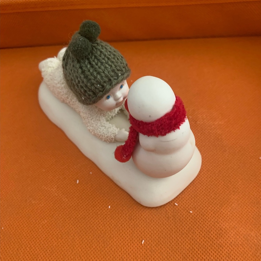 Vintage Snowbabies figurine Why Don't You Talk to Me? angel snowman 68012